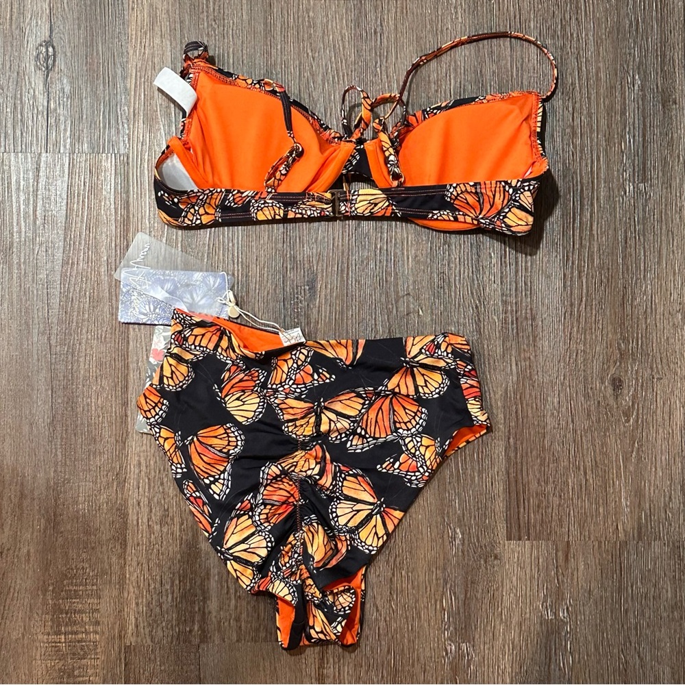 Toluca Monarch Butterfly Bikini Black Orange Medium - Picture 3 of 3
